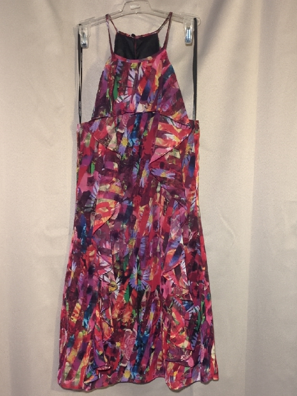 Maggy London Multicolor Ruffle Mini Dress - Pink & Purple Print